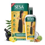 sesa Ayurvedic Hair Oil With Bhringraj & 17 Rare Herbs With Coconut Oil and 4 Nourishing Oil For Hair Growth Help Control Hair Fall & Easy Hair Oil Applicator For Women and Men, 3.38 Fl Oz or 100 ml